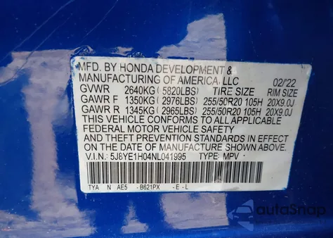 2022 Acura Mdx A-Spec Package from USA, damaged, VIN 5J8YE1H04NL041995